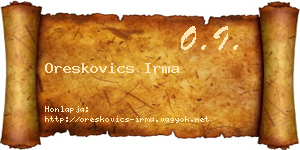 Oreskovics Irma névjegykártya