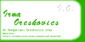 irma oreskovics business card